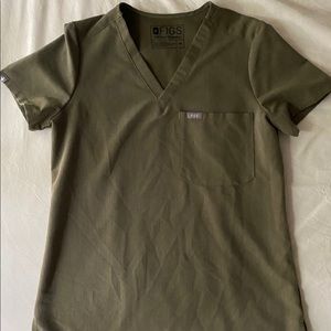 Heather Olive One Pocket Scrub Top